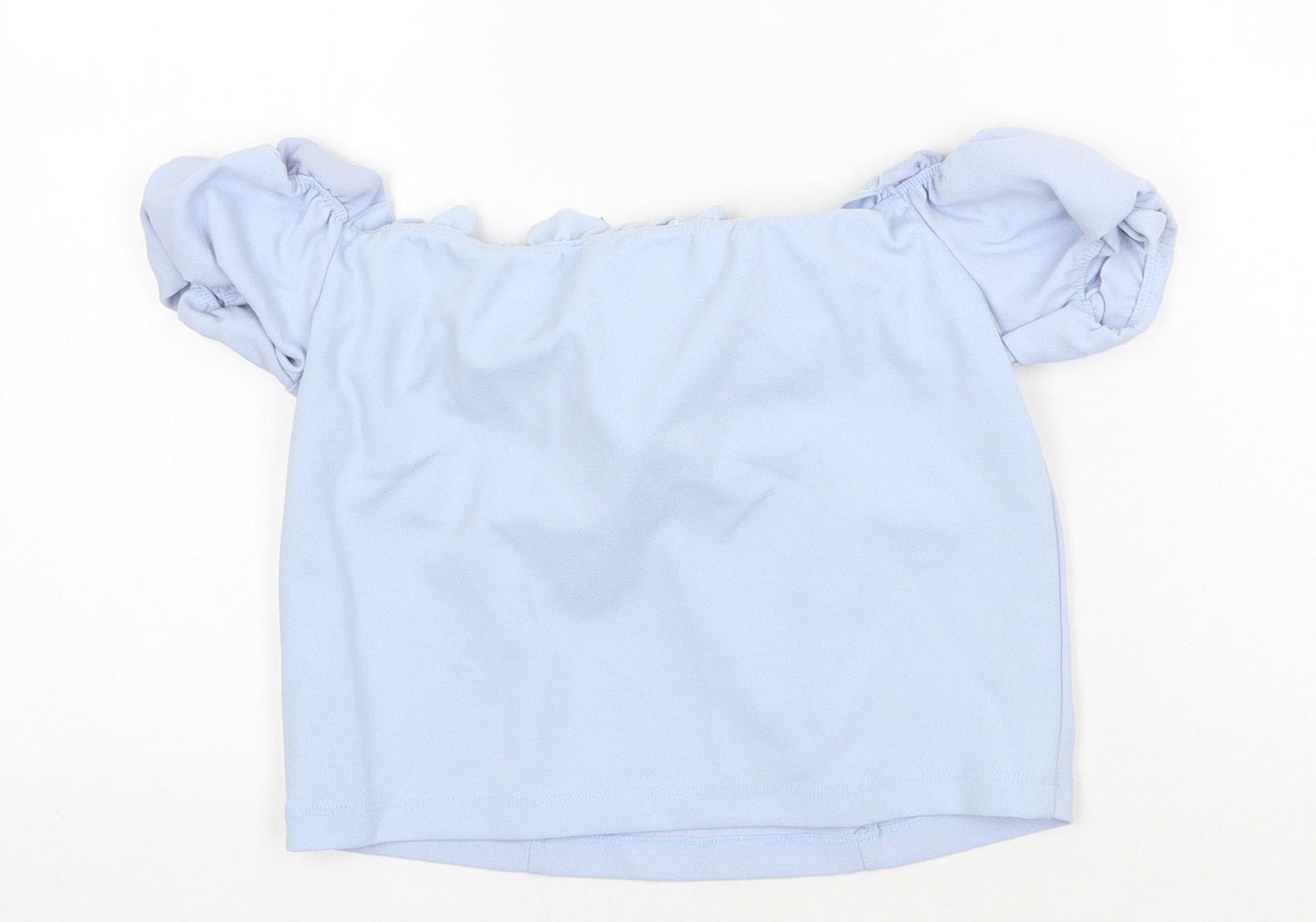 New Look Womens Blue Polyester Cropped Blouse Size 14 Off the Shoulder