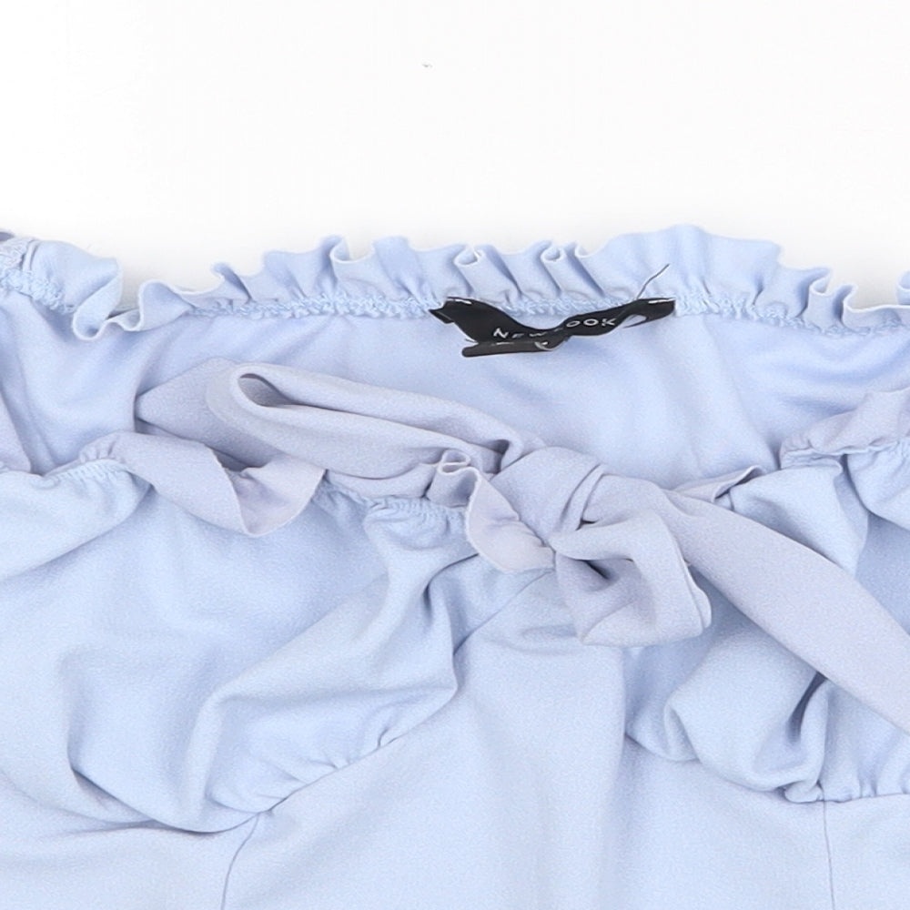 New Look Womens Blue Polyester Cropped Blouse Size 14 Off the Shoulder
