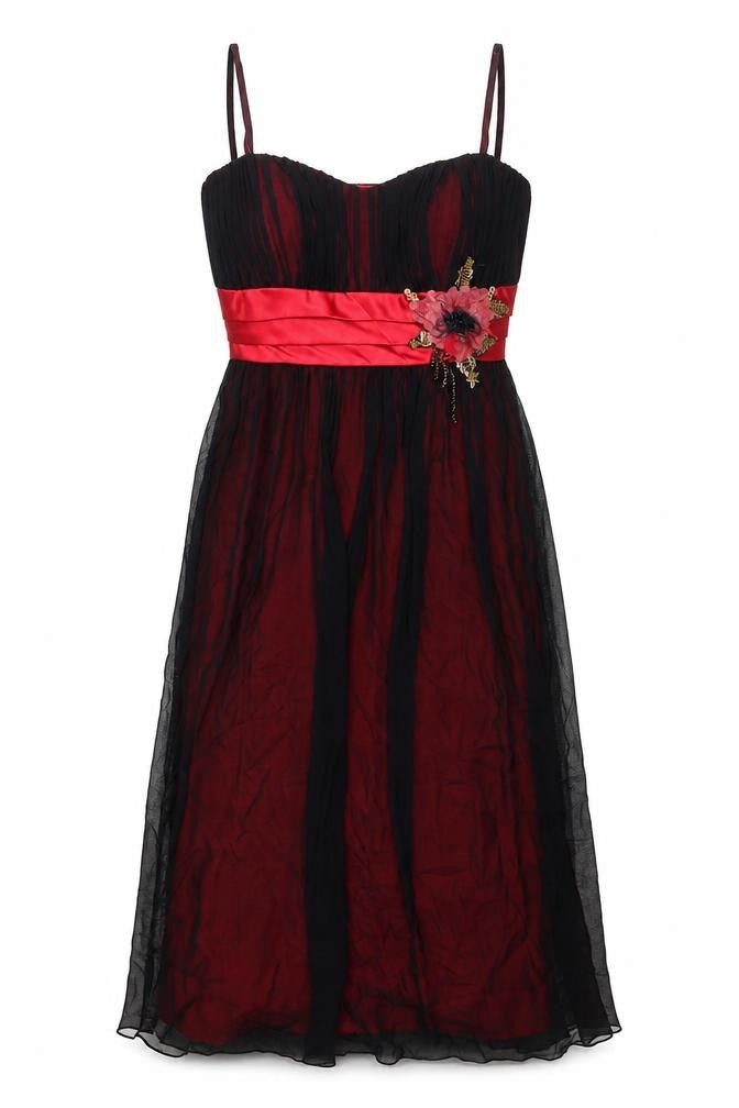 Libra Womens Black Silk A-Line Size 10 Sweetheart Zip - Brooch
