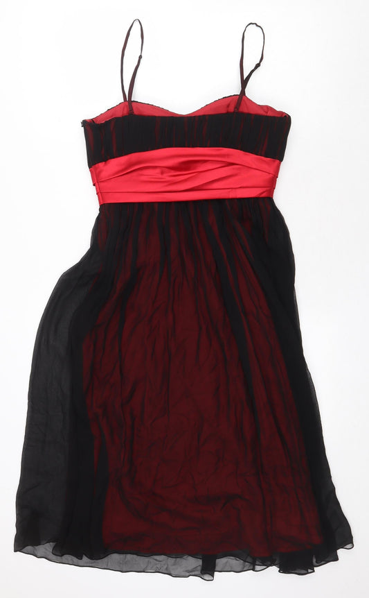 Libra Womens Black Silk A-Line Size 10 Sweetheart Zip - Brooch
