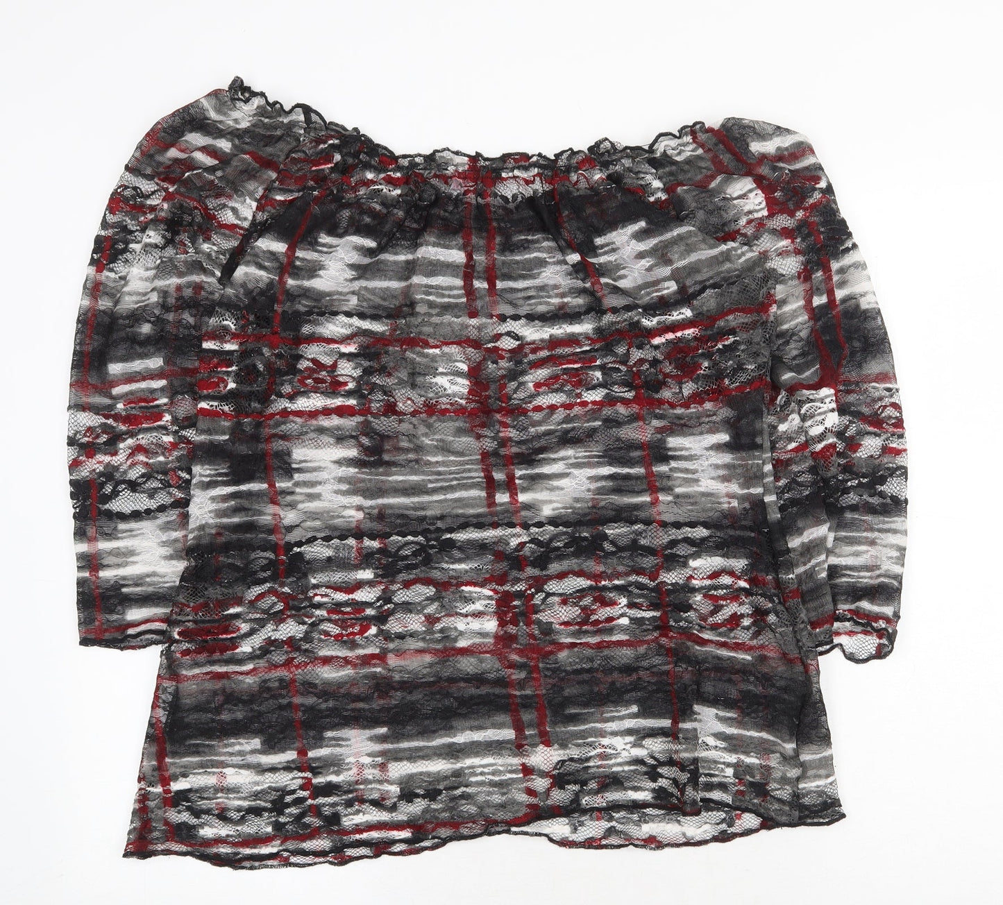 Per Una Womens Grey Geometric Polyester Basic Blouse Size 18 Off the Shoulder