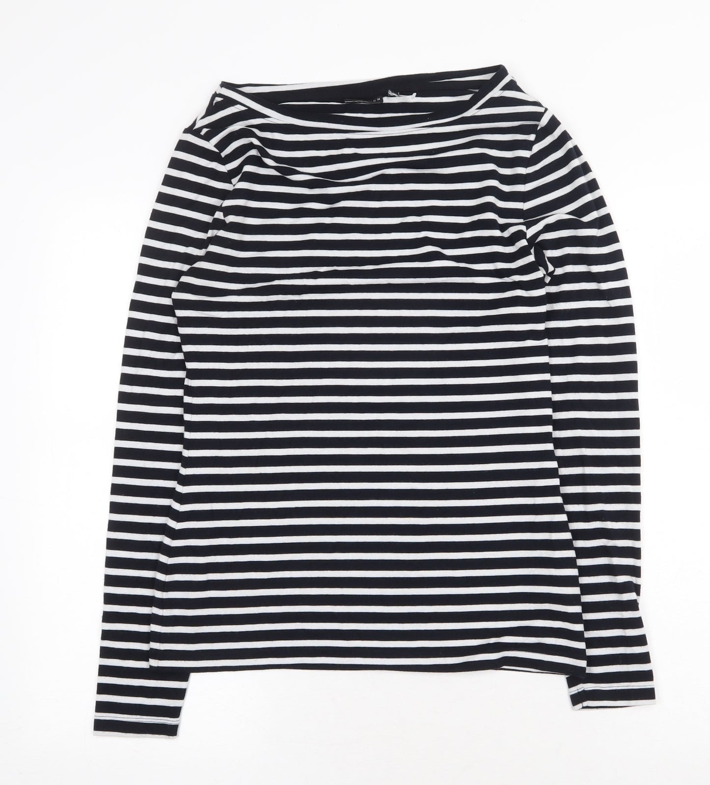 ASOS Womens Blue Striped Polyester Basic Blouse Size 8 Boat Neck