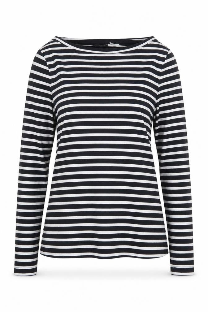 ASOS Womens Blue Striped Polyester Basic Blouse Size 8 Boat Neck
