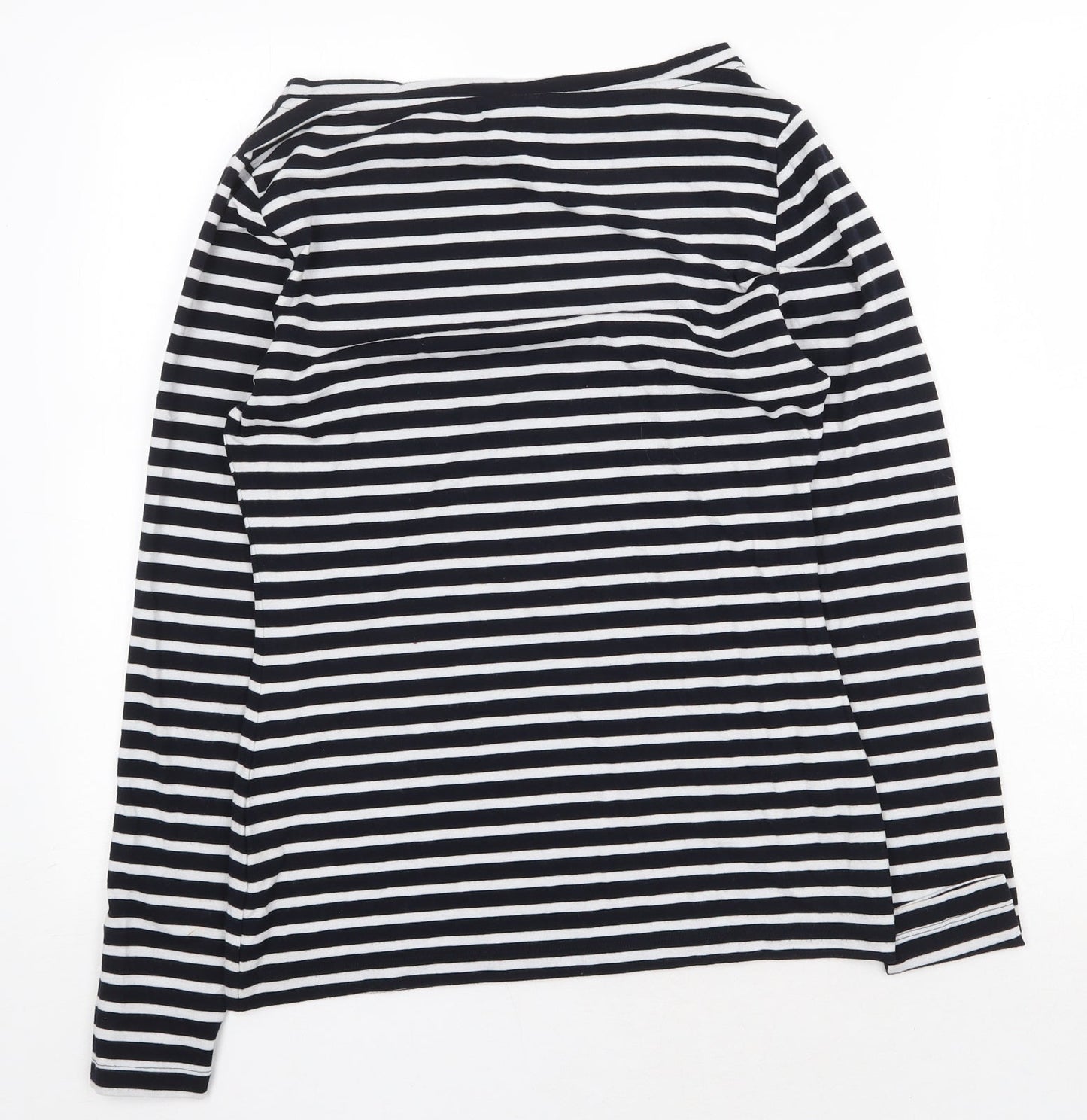 ASOS Womens Blue Striped Polyester Basic Blouse Size 8 Boat Neck