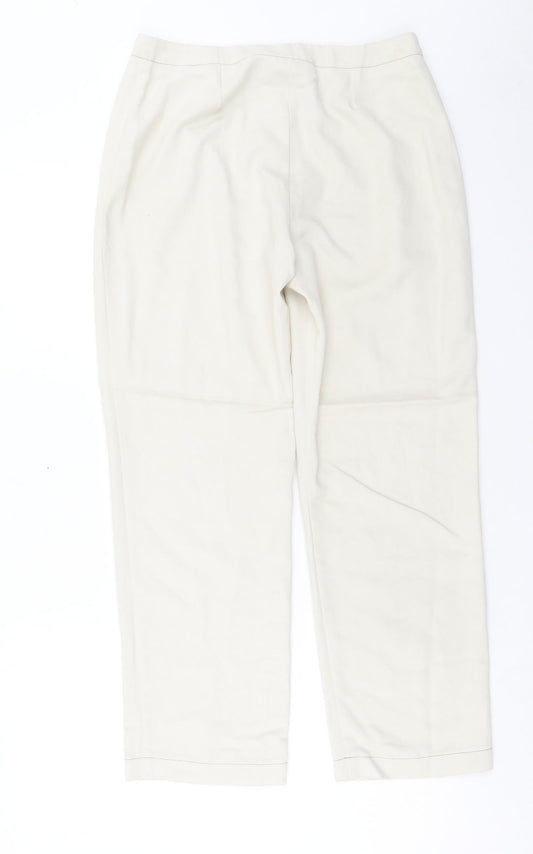 Essentials Womens Beige Viscose Trousers Size 12 Regular Button