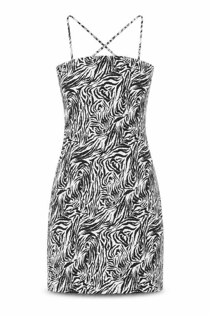 Misspap Womens Multicoloured Animal Print Polyester Tank Dress Size 10 Scoop Neck Zip