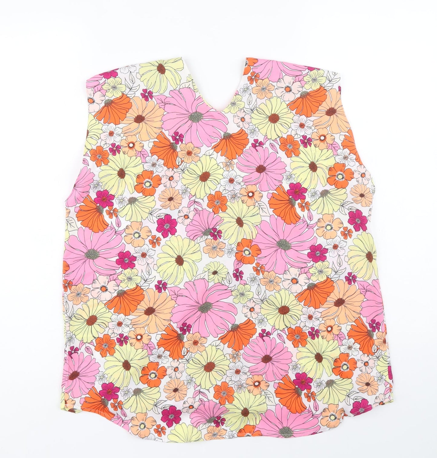 Marks and Spencer Womens Multicoloured Floral Polyester Basic Tank Size 12 V-Neck