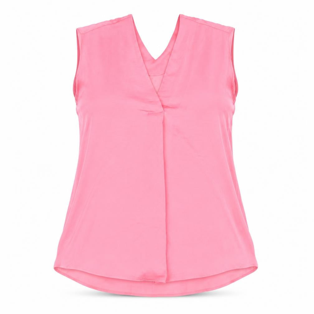 Marks and Spencer Womens Pink Polyester Basic Tank Size 14 V-Neck