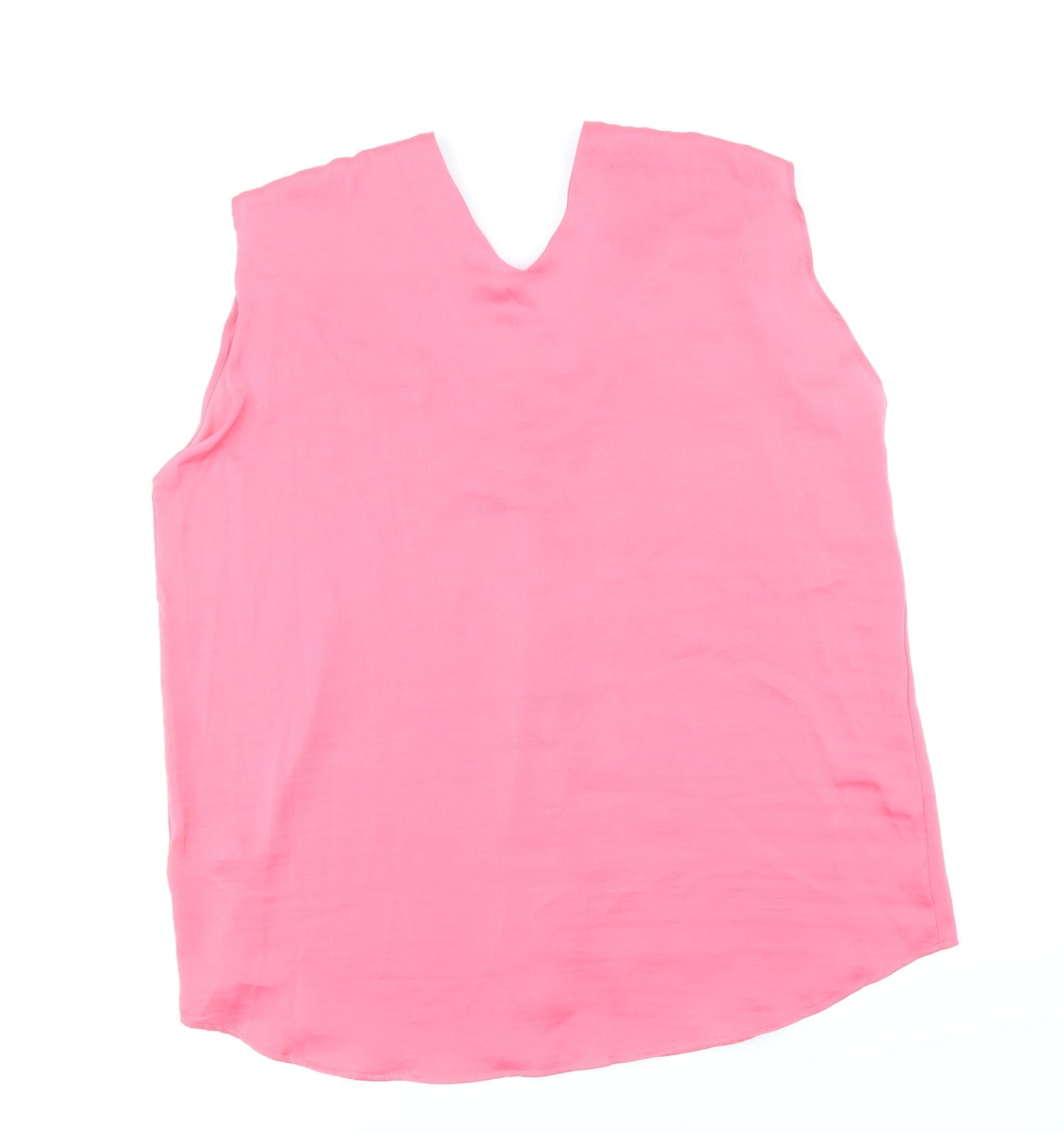 Marks and Spencer Womens Pink Polyester Basic Tank Size 14 V-Neck