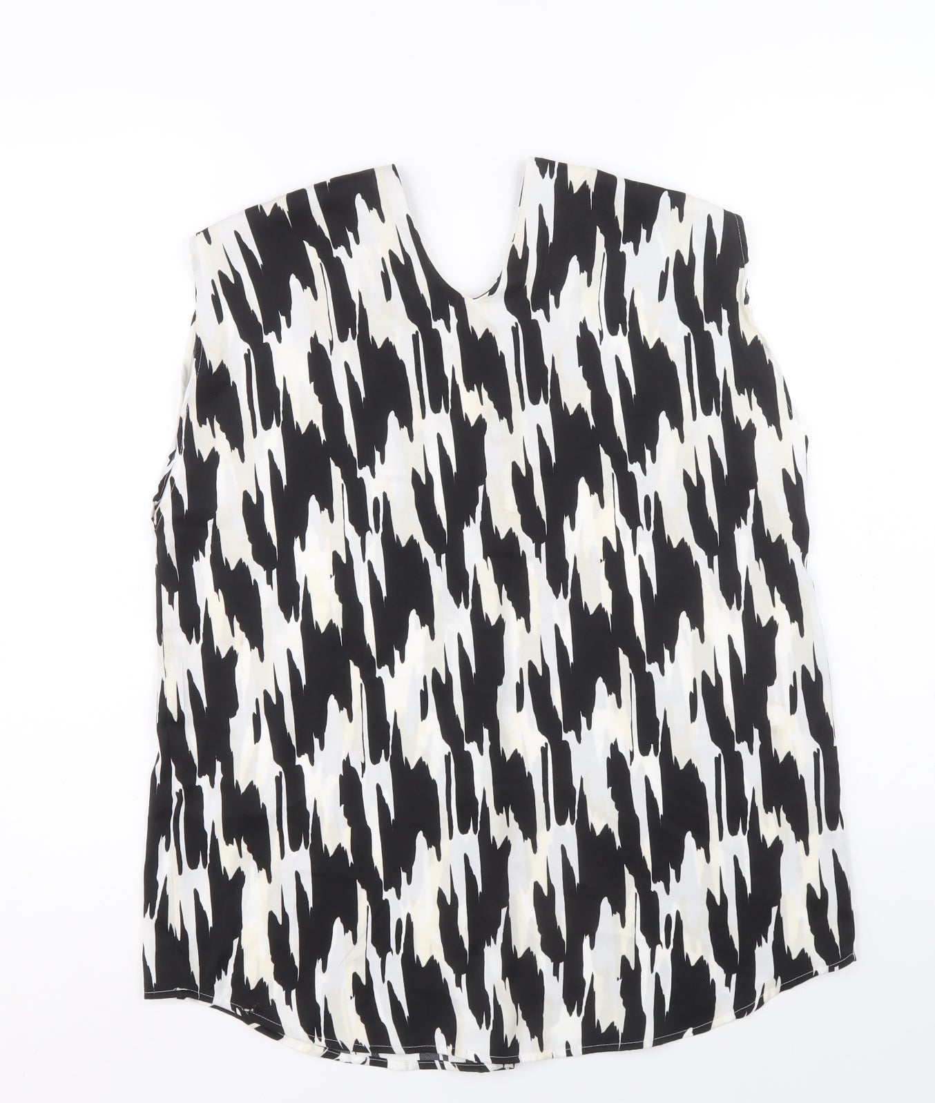 Marks and Spencer Womens Black Geometric Polyester Basic Tank Size 10 V-Neck