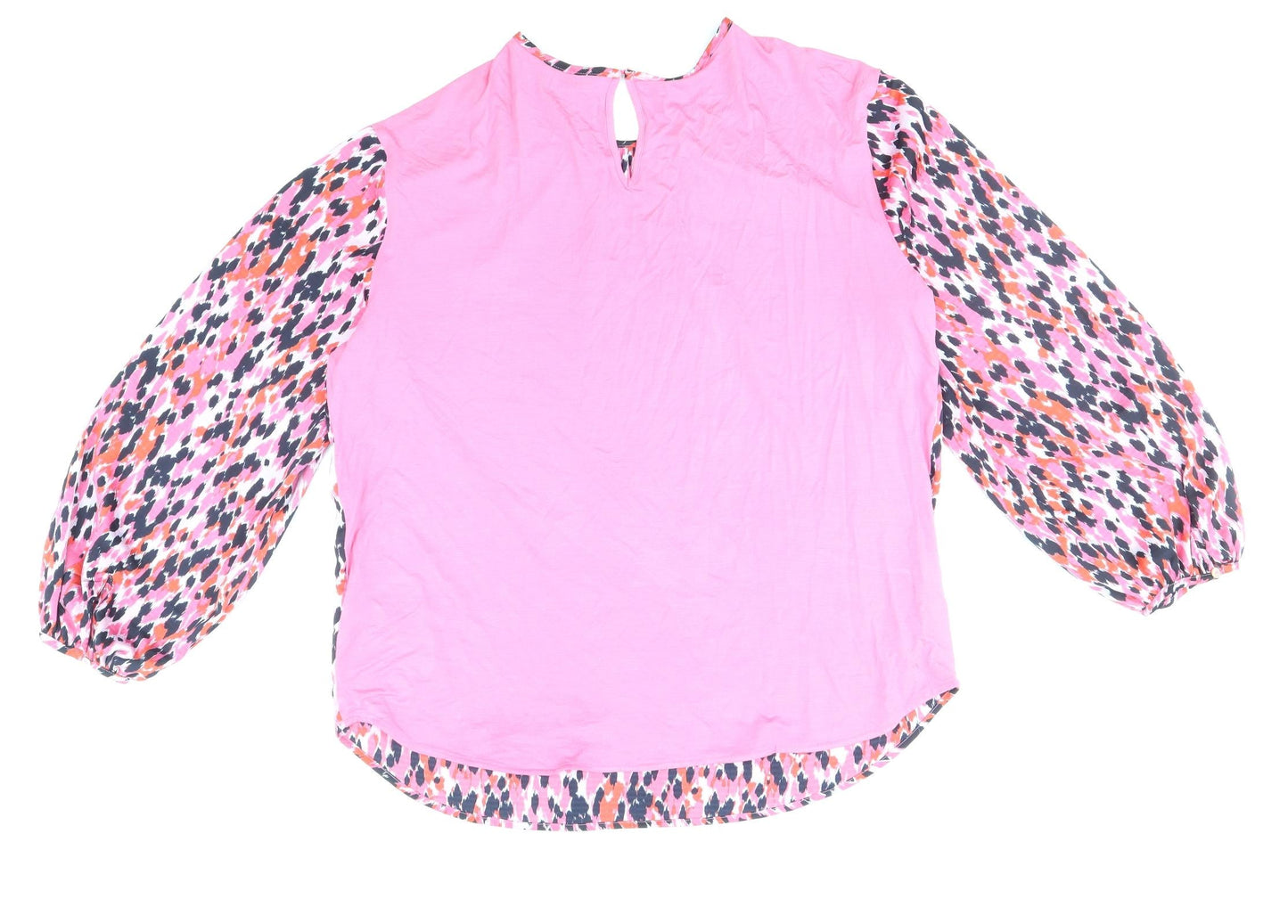 Marks and Spencer Womens Pink Geometric Polyester Basic Blouse Size 6 Round Neck