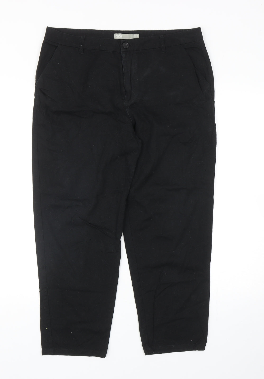 ASOS Womens Black Cotton Straight Jeans Size 12 Regular Zip