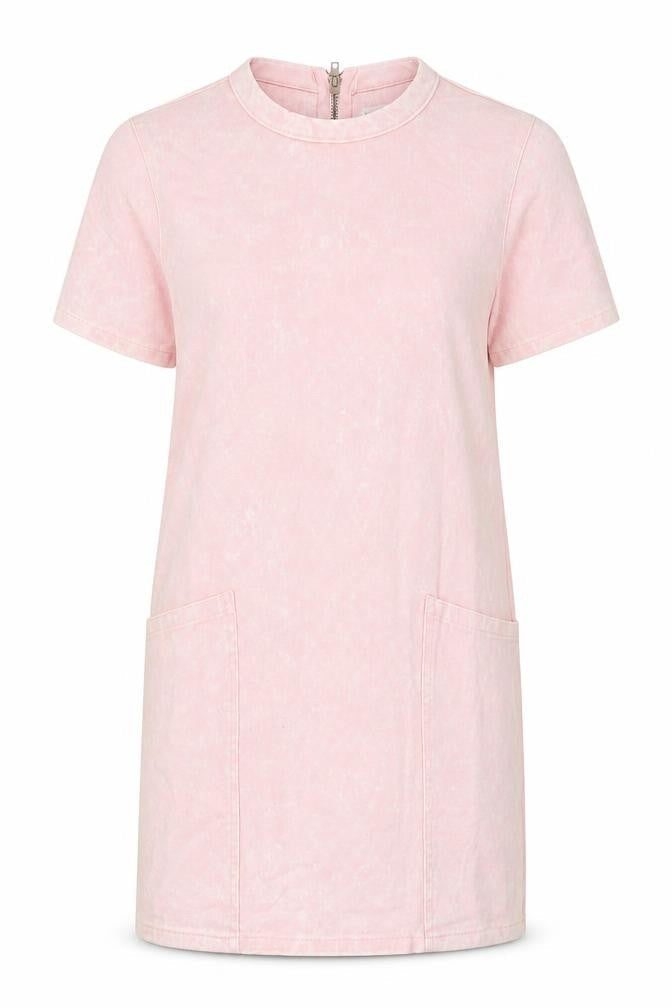 The Rockn Rev Womens Pink Cotton T-Shirt Dress Size 10 Round Neck Zip