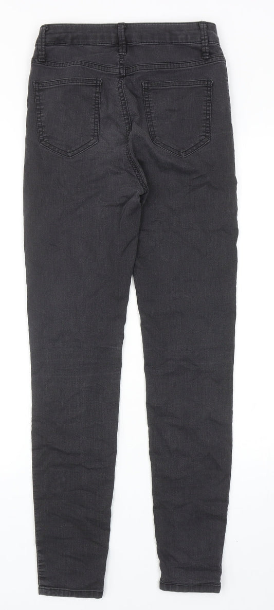 Marks and Spencer Womens Grey Cotton Skinny Jeans Size 8 Regular Zip