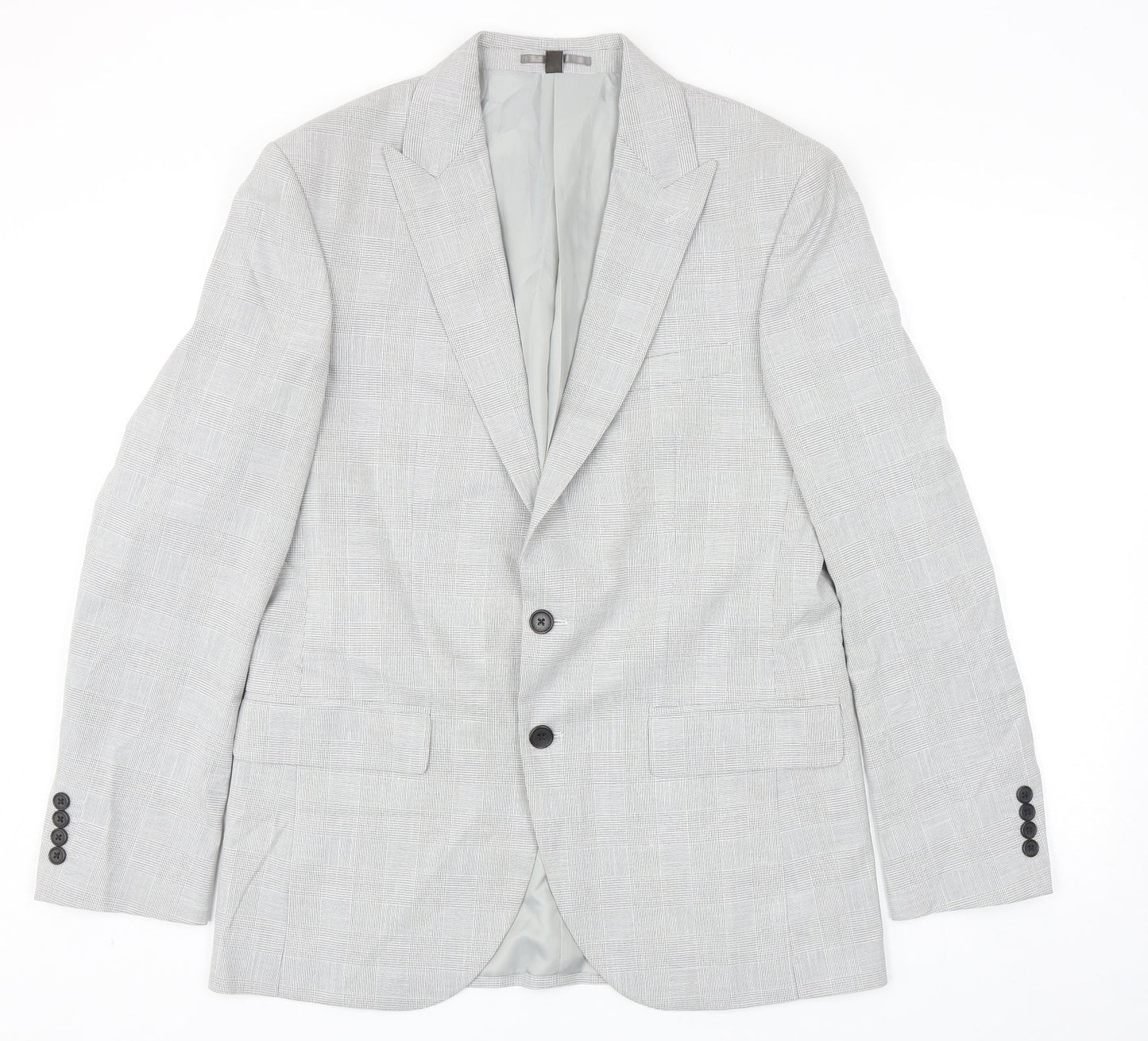 Marks and Spencer Mens Grey Plaid Polyester Jacket Blazer Size 40
