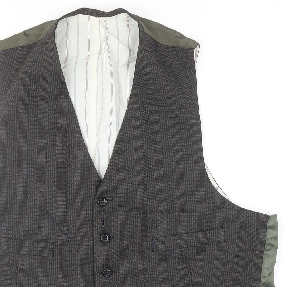 Preworn Mens Green Plaid Polyester Jacket Blazer Size 40