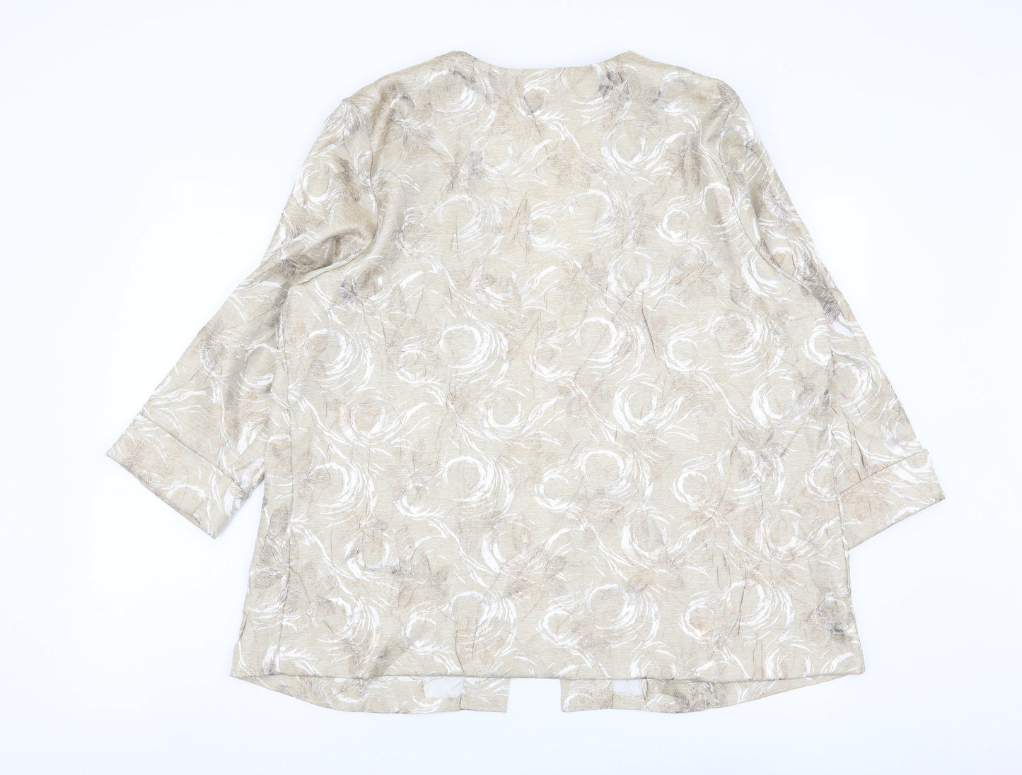 TanJay Womens Gold Floral Jacket Size 14 Hook & Eye