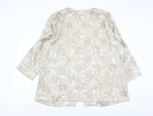 TanJay Womens Gold Floral Jacket Size 14 Hook & Eye