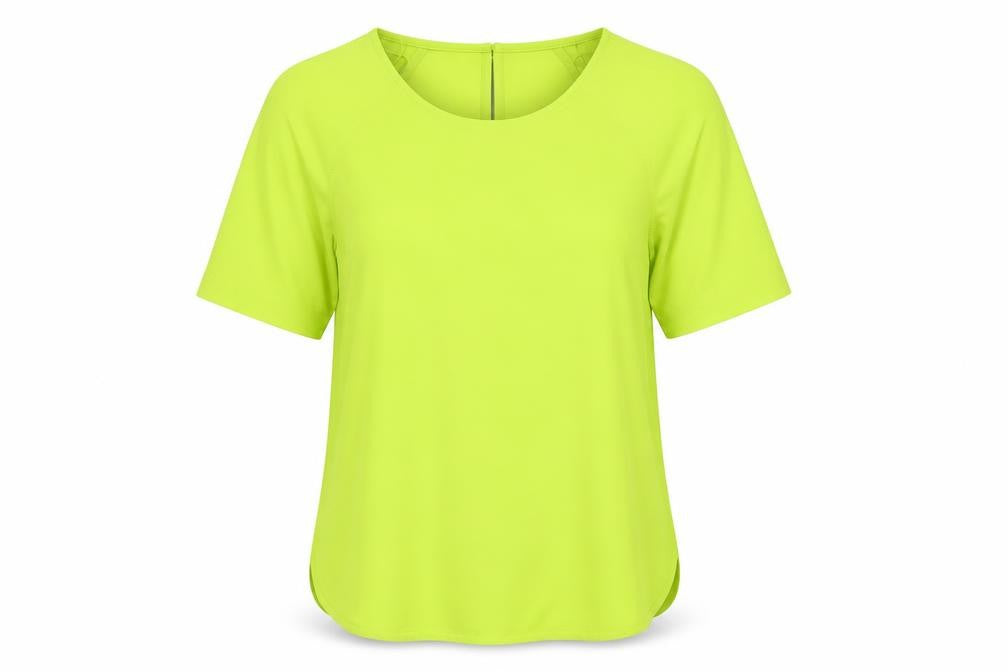 Marks and Spencer Womens Green Polyester Basic T-Shirt Size 6 Scoop Neck - Neon