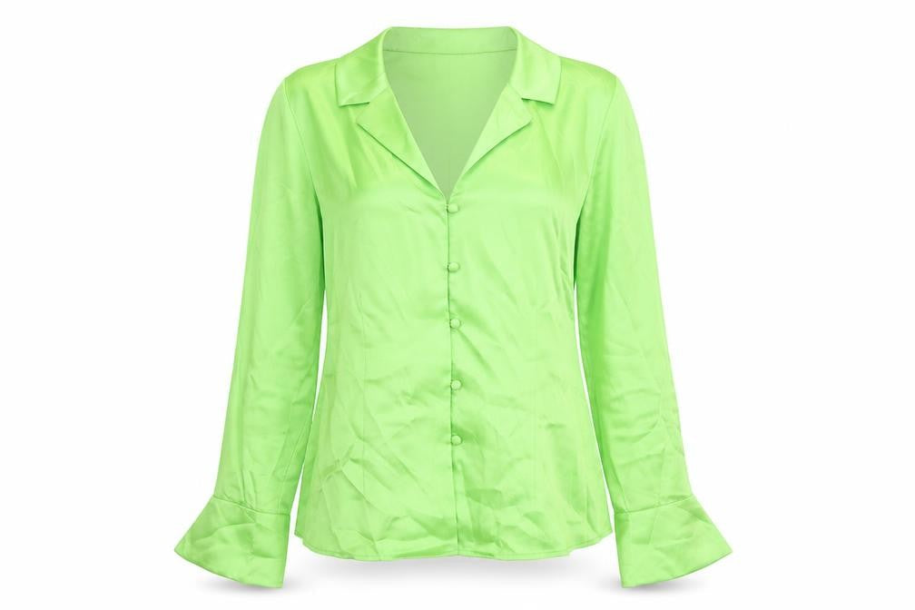Marks and Spencer Womens Green Polyester Basic Button-Up Size 6 Collared