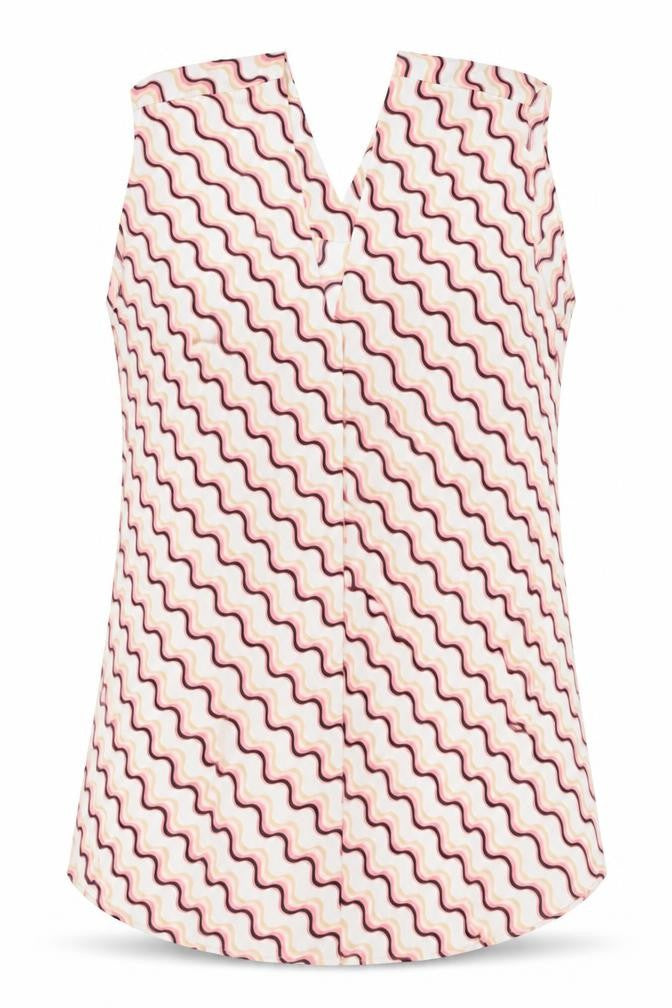 Marks and Spencer Womens Pink Geometric Polyester Basic Tank Size 8 V-Neck