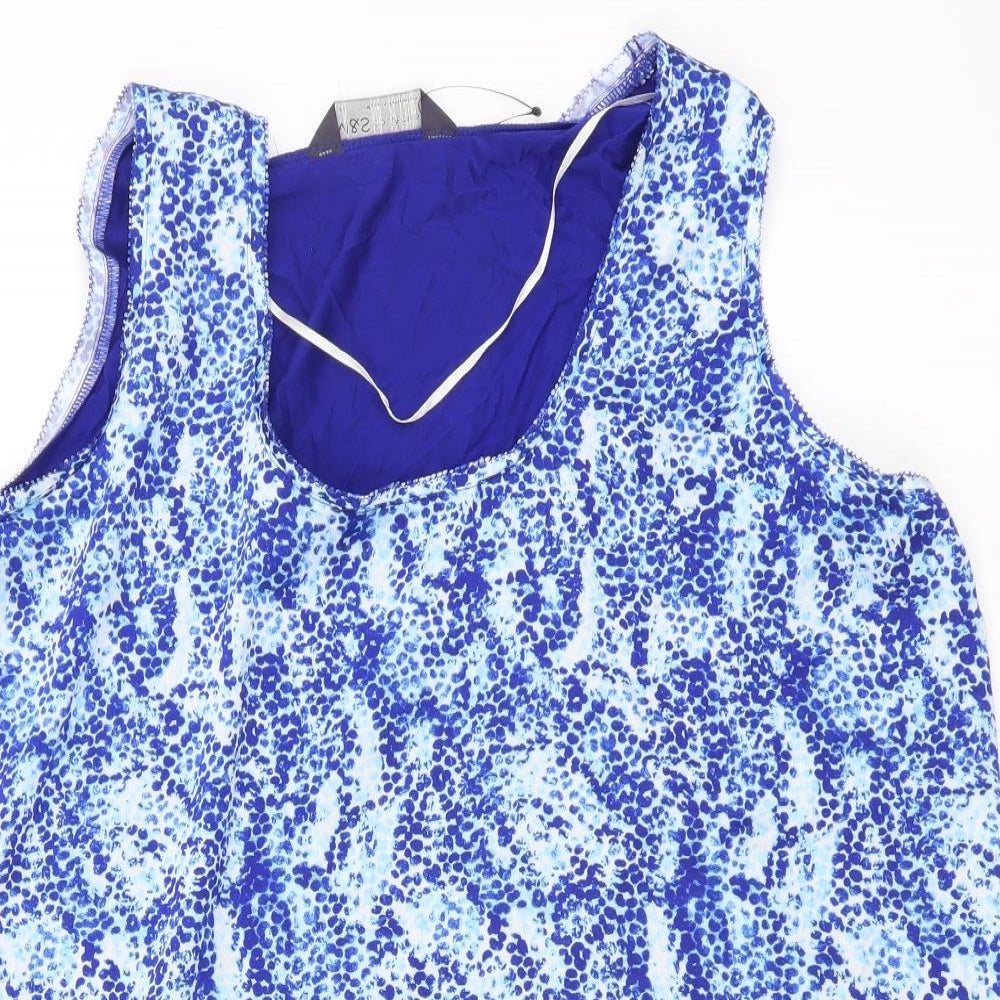 Marks and Spencer Womens Blue Geometric Polyester Basic Tank Size 10 Scoop Neck