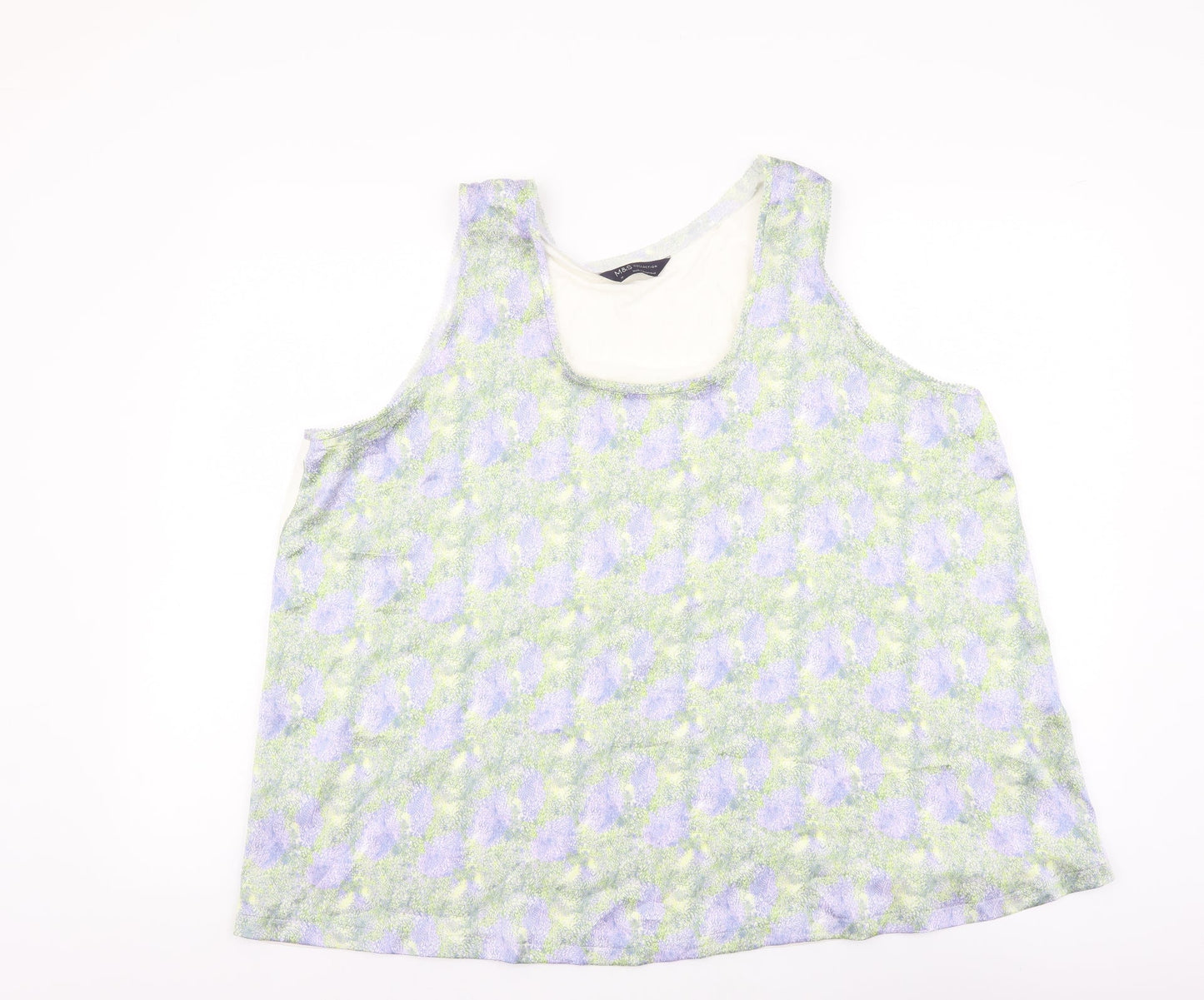 Marks and Spencer Womens Multicoloured Floral Polyester Basic Tank Size 18 Scoop Neck