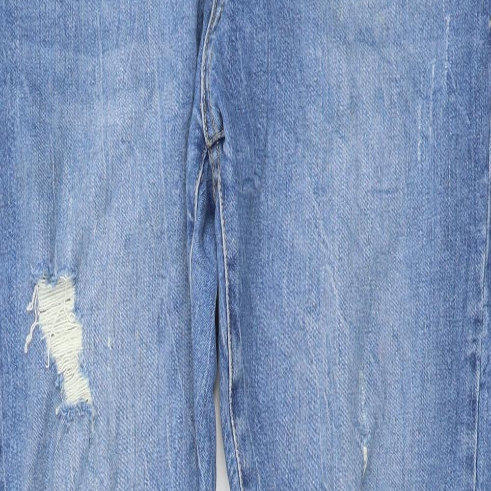 Topman Mens Blue Cotton Straight Jeans Size 34 in L34 in Regular Button