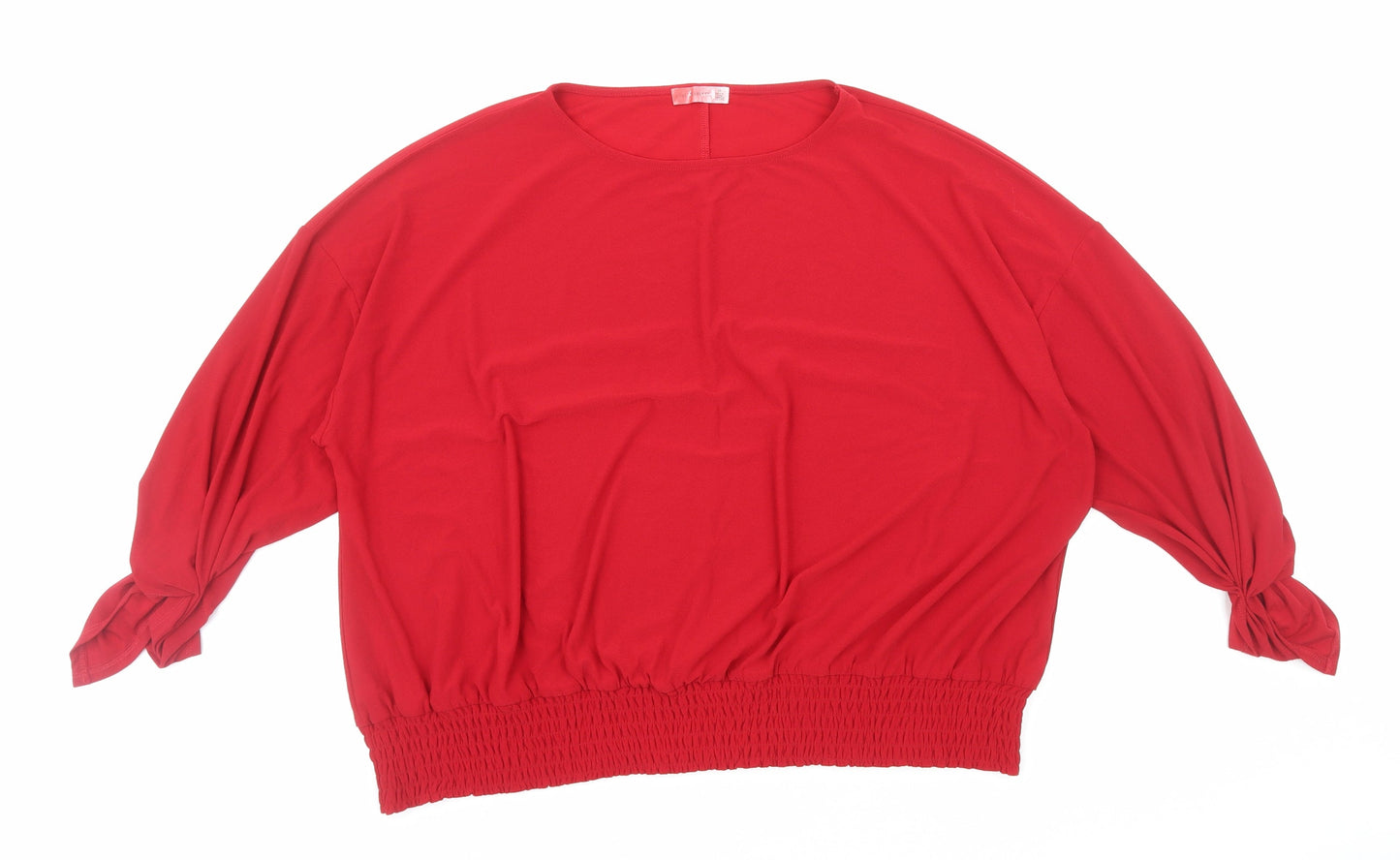 Love Scarlett Womens Red Polyester Basic Blouse Size 2XL Round Neck