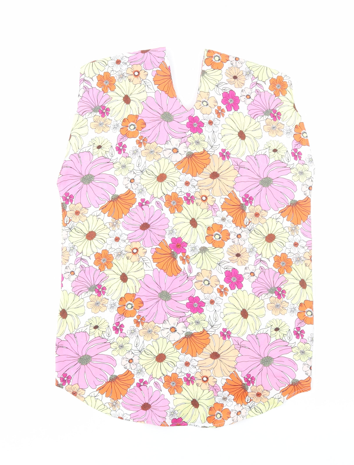 Marks and Spencer Womens Multicoloured Floral Polyester Basic Tank Size 6 V-Neck