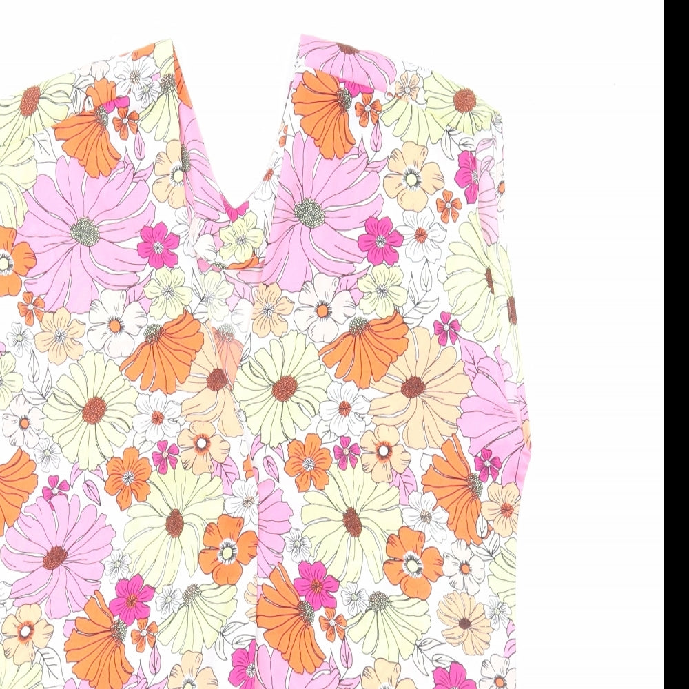 Marks and Spencer Womens Multicoloured Floral Polyester Basic Tank Size 6 V-Neck