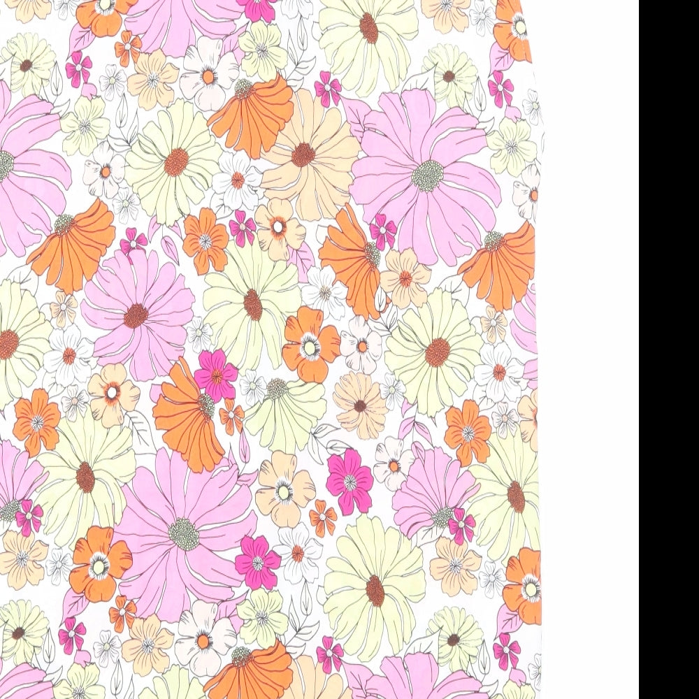 Marks and Spencer Womens Multicoloured Floral Polyester Basic Tank Size 6 V-Neck