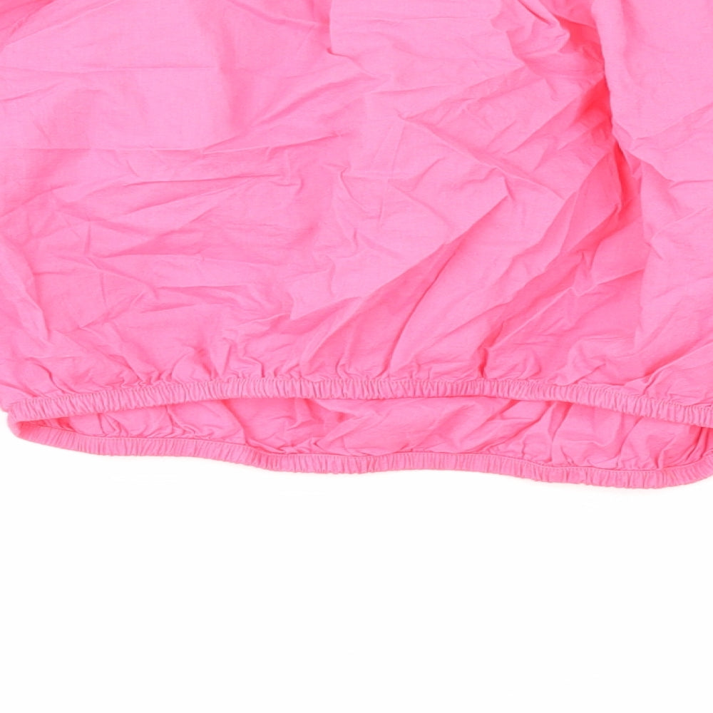 Marks and Spencer Womens Pink Cotton Cropped Blouse Size 14 Off the Shoulder
