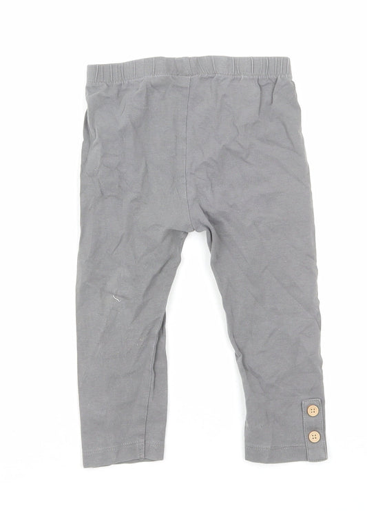 TU Girls Grey Cotton Jogger Trousers Size 12 Months Pullover - Leggings
