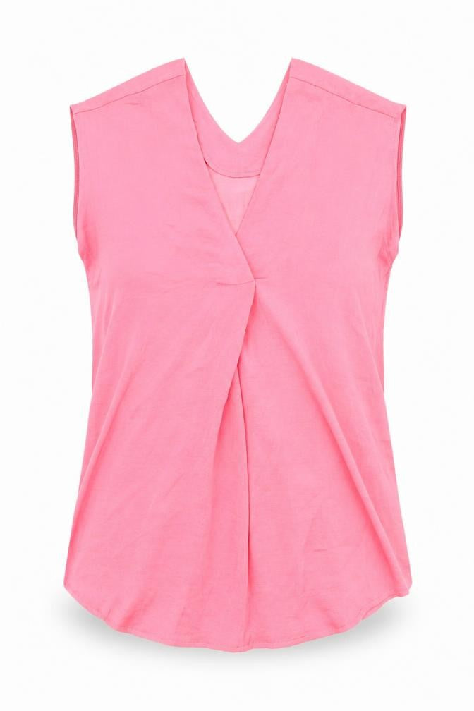 Marks and Spencer Womens Pink Polyester Basic Tank Size 6 V-Neck