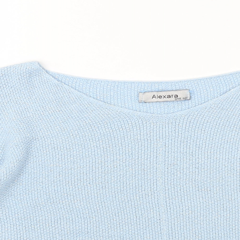 Alexara Womens Blue Round Neck Modal Pullover Jumper One Size