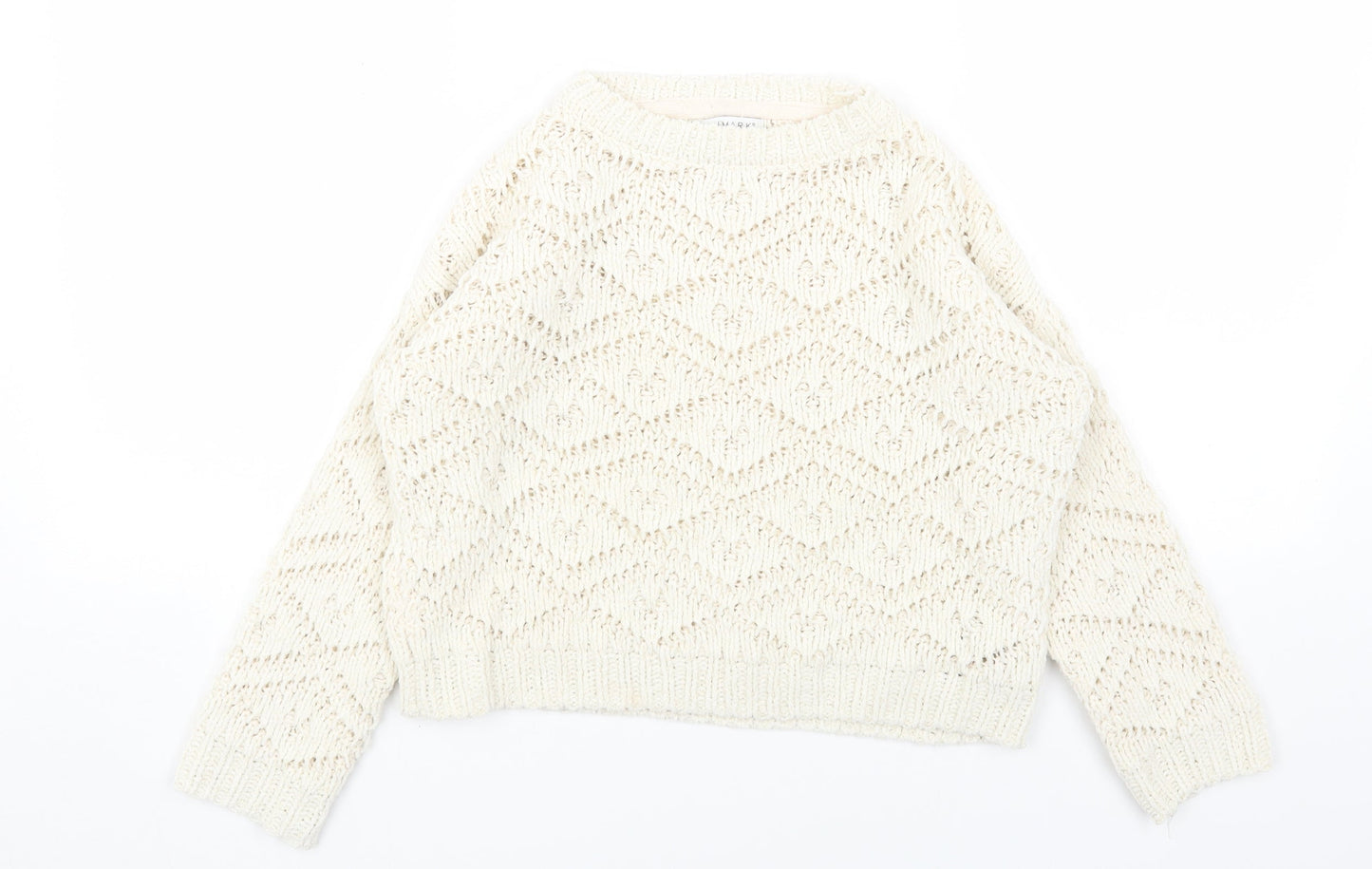 Primark Girls White Geometric Polyester Pullover Sweatshirt Size 8-9 Years Pullover