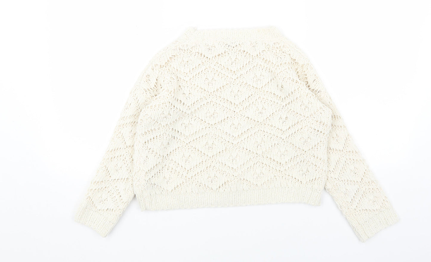 Primark Girls White Geometric Polyester Pullover Sweatshirt Size 8-9 Years Pullover