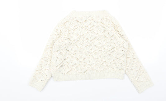 Primark Girls White Geometric Polyester Pullover Sweatshirt Size 8-9 Years Pullover