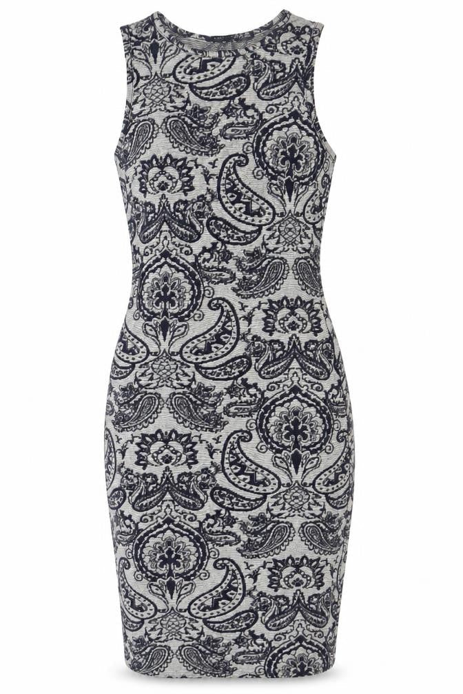 Atmosphere Womens Blue Paisley Polyester Pencil Dress Size 10 Boat Neck Pullover