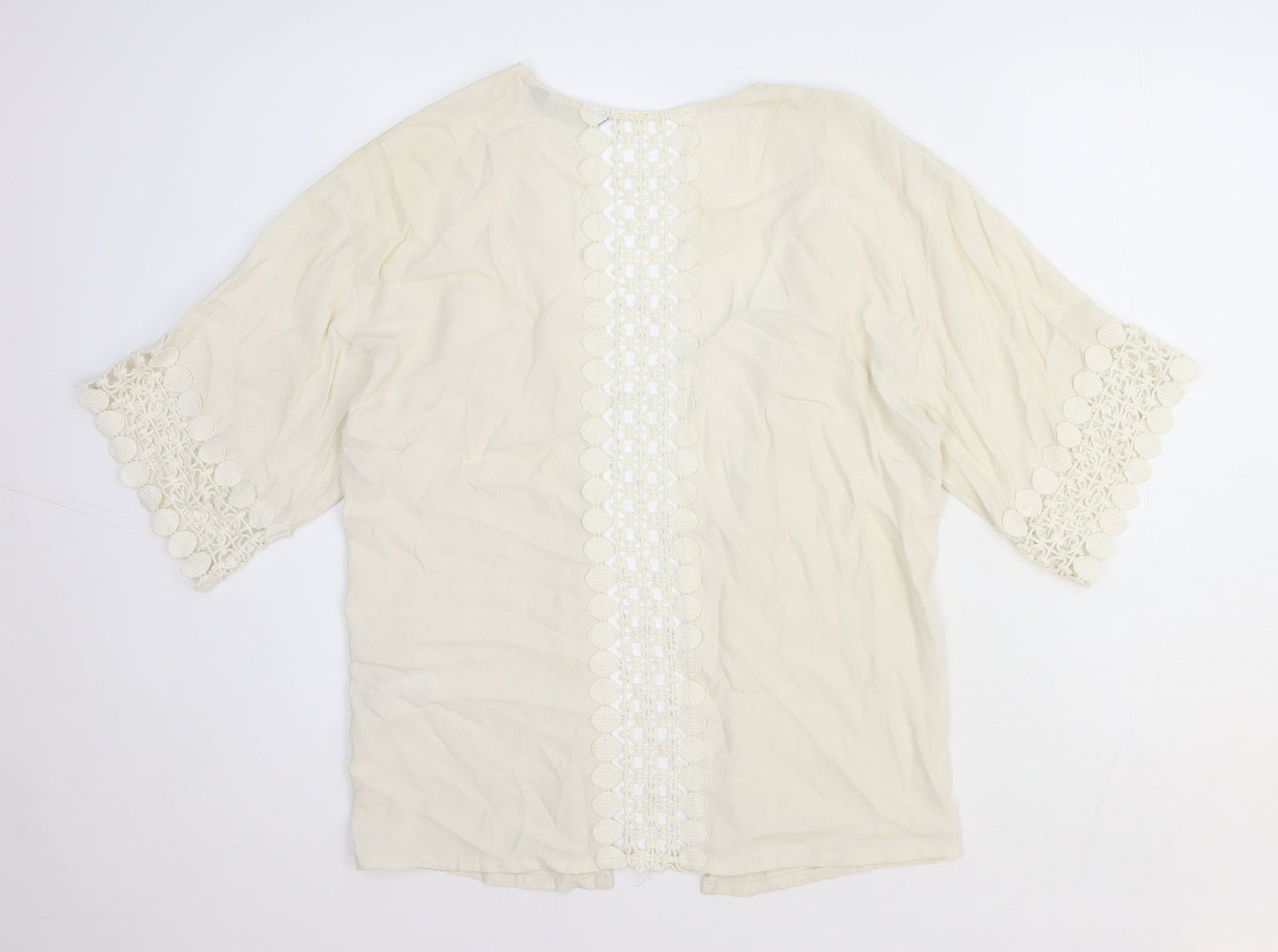 Blooming Marvellous Womens White Geometric Viscose Basic Blouse Size M V-Neck