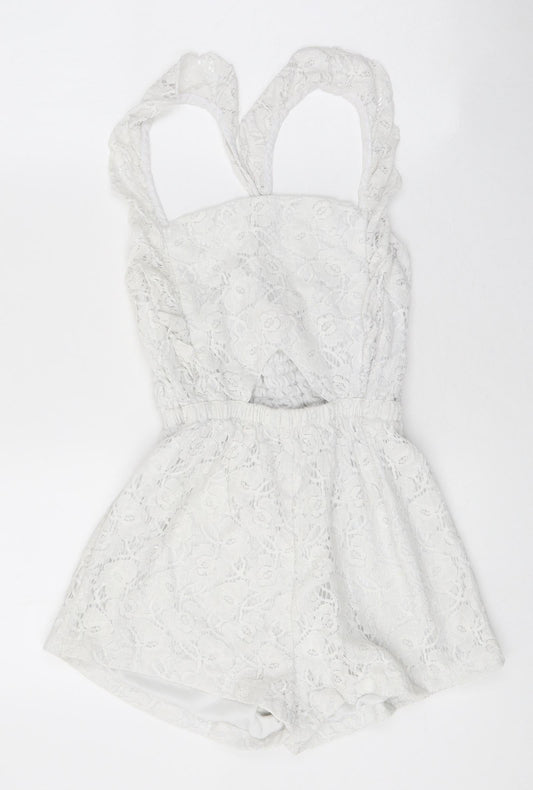 Reverse Womens White Polyester Playsuit One-Piece Size S Pullover