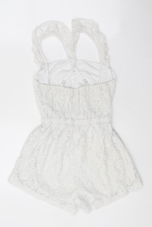 Reverse Womens White Polyester Playsuit One-Piece Size S Pullover