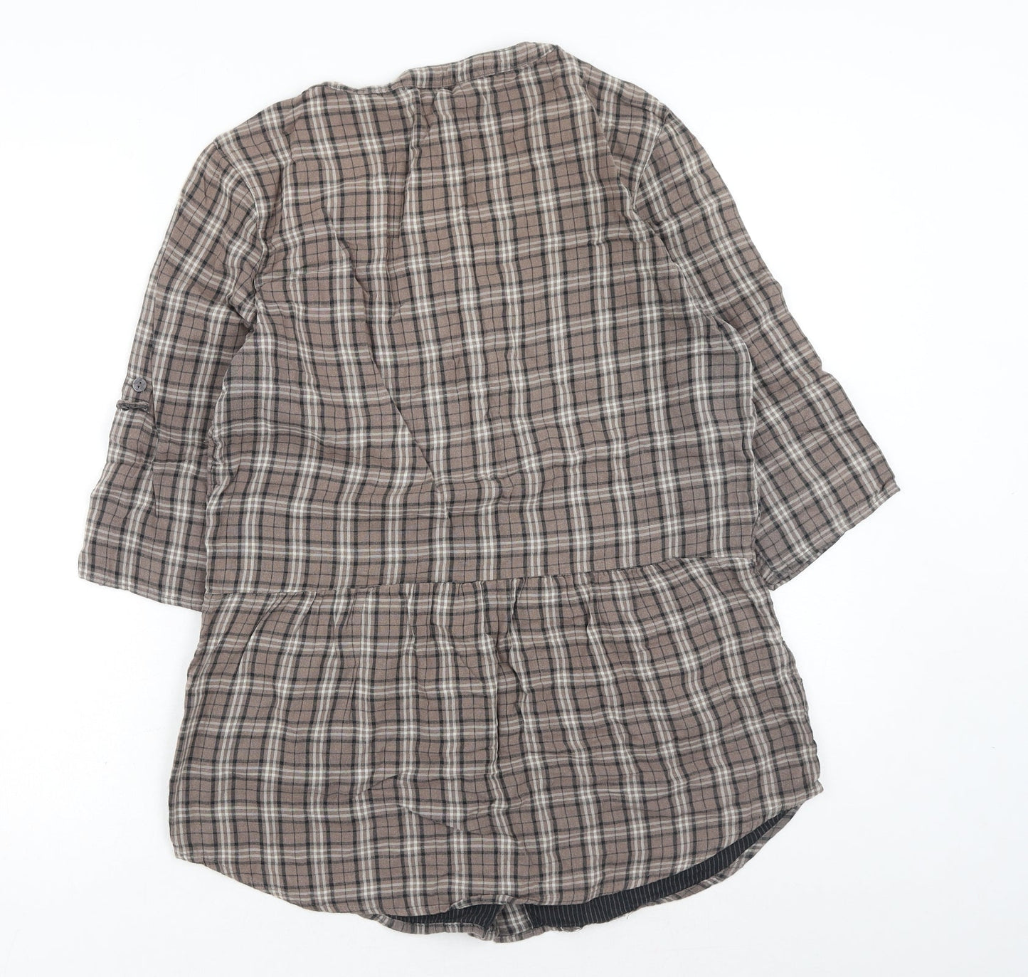 Canyon River Blues Womens Brown Plaid Cotton Basic Button-Up Size L Scoop Neck