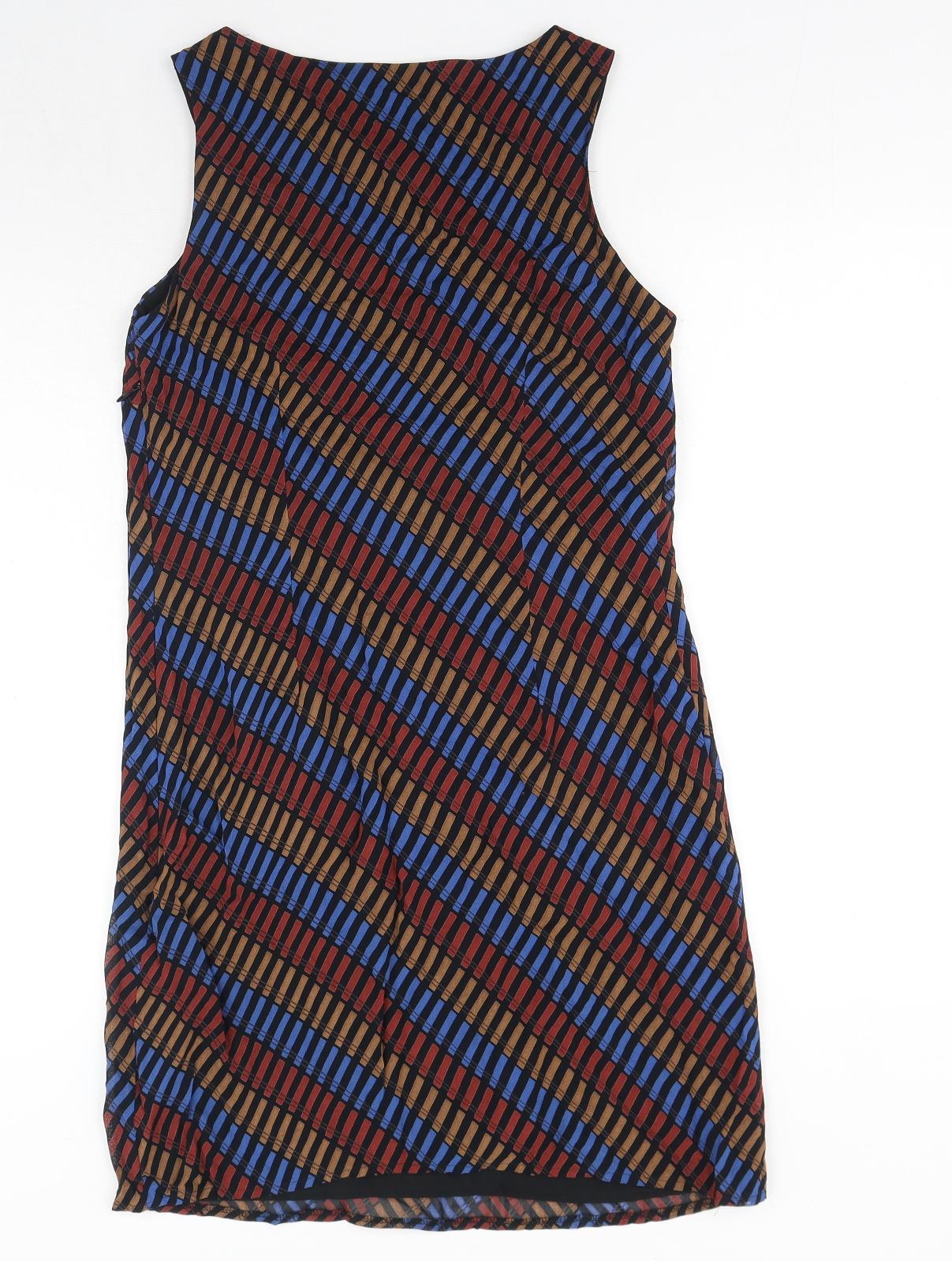 NEXT Womens Blue Geometric Polyester Bodycon Size 10 Scoop Neck Zip