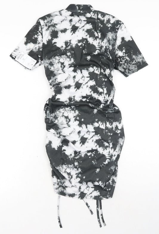 Vivichi Womens Grey Tie Dye Polyester Bodycon Size S Mock Neck Pullover