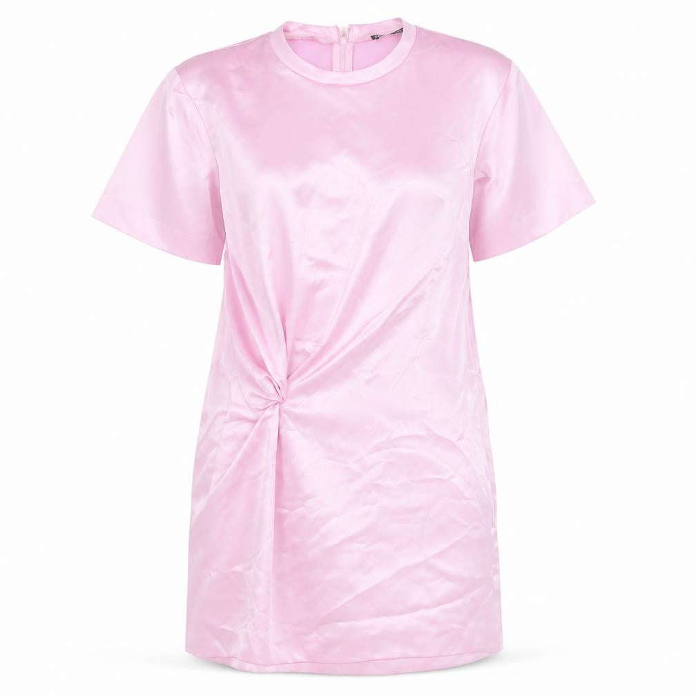 Zara Womens Pink Polyester T-Shirt Dress Size XS Round Neck Zip