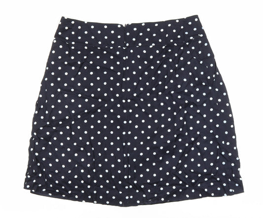 Planet Womens Blue Polka Dot Polyester Mini Skirt Size 35 in Zip