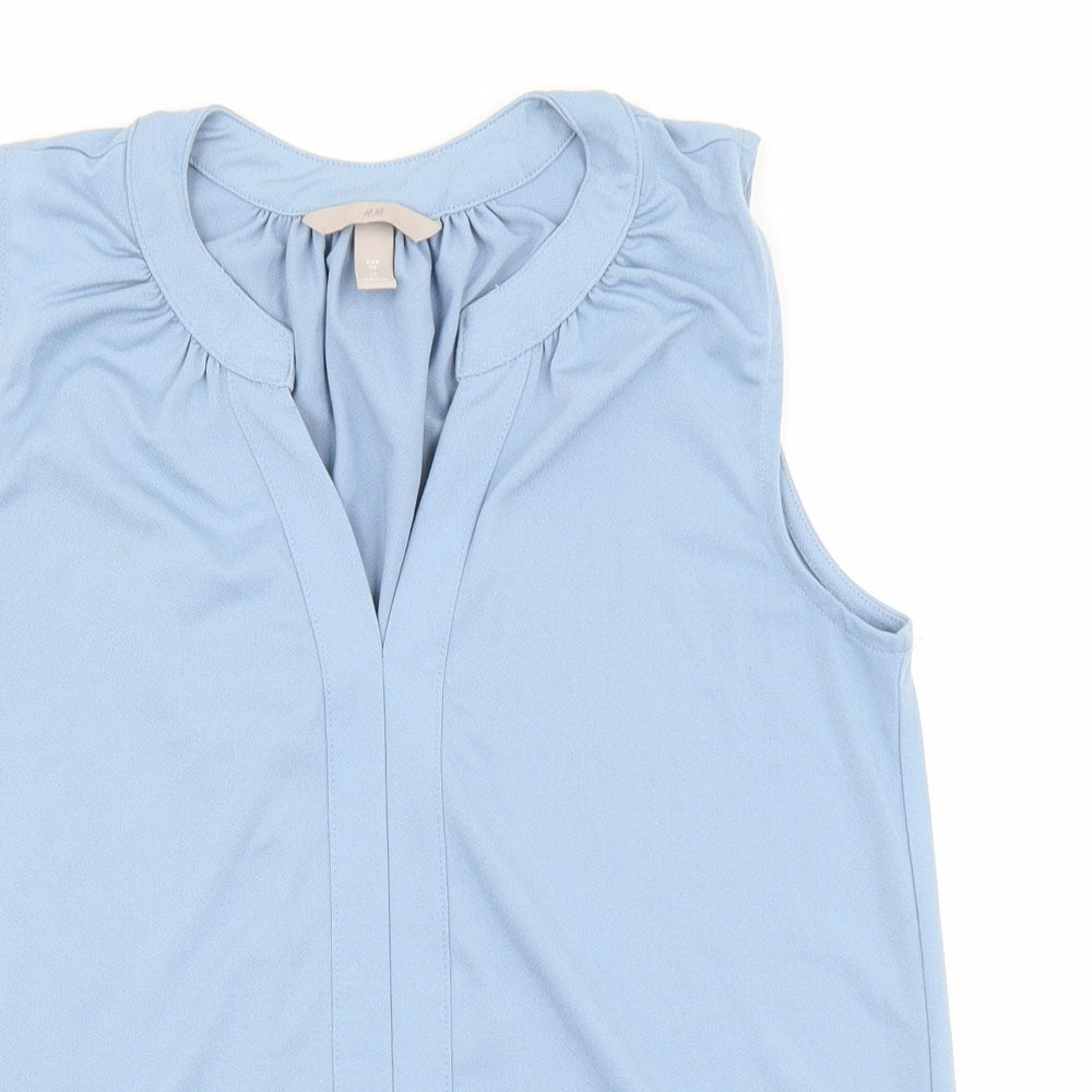 H&M Womens Blue Viscose Basic Blouse Size XS V-Neck