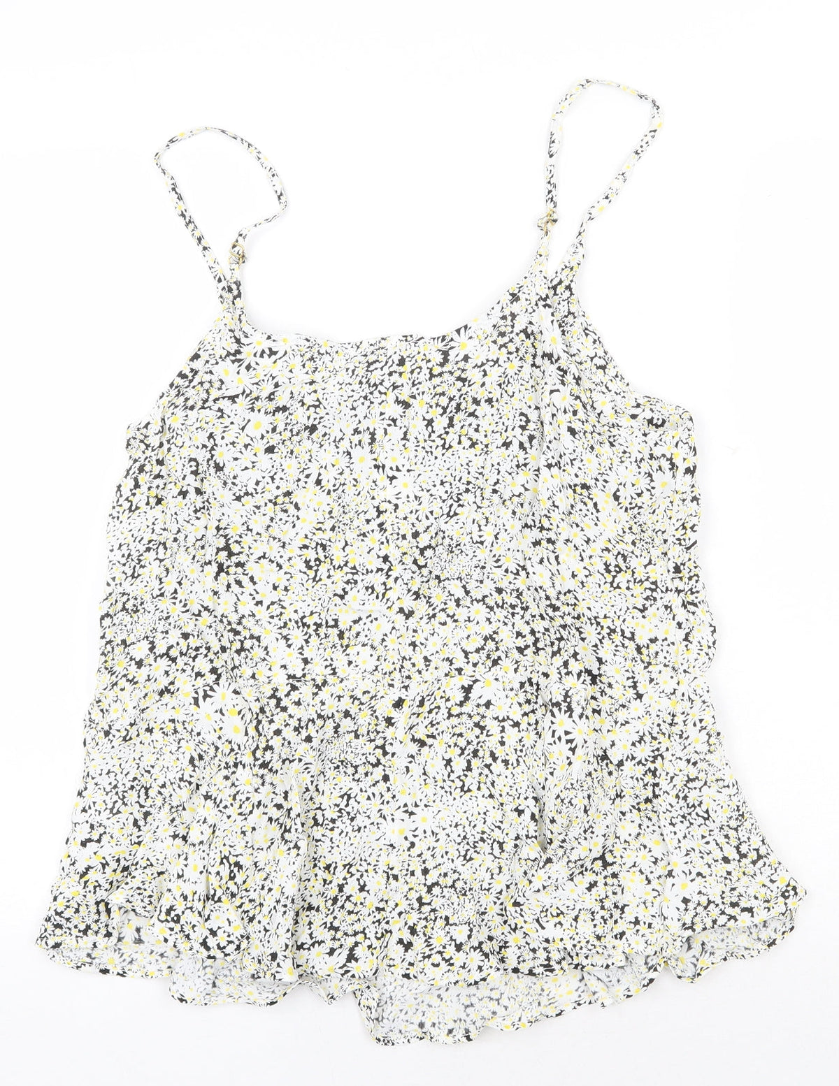 River Island Womens White Geometric Viscose Basic Tank Size 10 Square Neck - Flower print